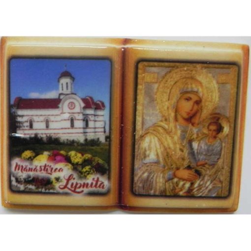 Magnet cu Manastirea Lipnita si icoana “Maica Domnului potoleste intristarile noastre” – 5 x 3 cm