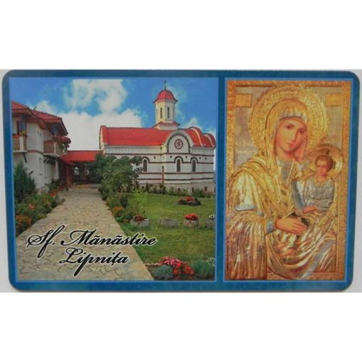 Magnet cu Manastirea Lipnita si icoana “Maica Domnului potoleste intristarile noastre” – 6 x 4 cm
