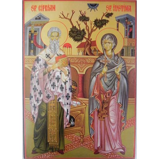 Icoana cu Sfintii Ciprian si Iustina – 20 x 30 cm