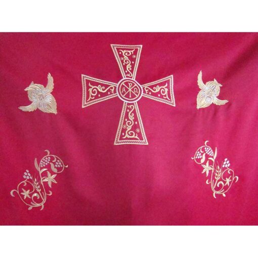 Dvera brodata cu struguri, spice, serafimi si cruce bizantina