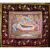 Epitaf brodat pe catifea cu vita de vie, spice de grau si serafimi si model de impletitura (145 x 125 cm) – pentru Adormirea Maicii Domnului Epitaf brodat pe catifea cu vita de vie, spice de grau si serafimi si model de impletitura (145 x 125 cm) – pentru Adormirea Maicii Domnului