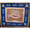Epitaf brodat pe catifea cu struguri, spice de grau si serafimi (140 x 120 cm) – pentru Adormirea Maicii Domnului Epitaf brodat pe catifea cu struguri, spice de grau si serafimi (140 x 120 cm) – pentru Adormirea Maicii Domnului