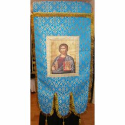 Steag bisericesc (prapur) din brocard cu o singura fata cu icoana la alegere